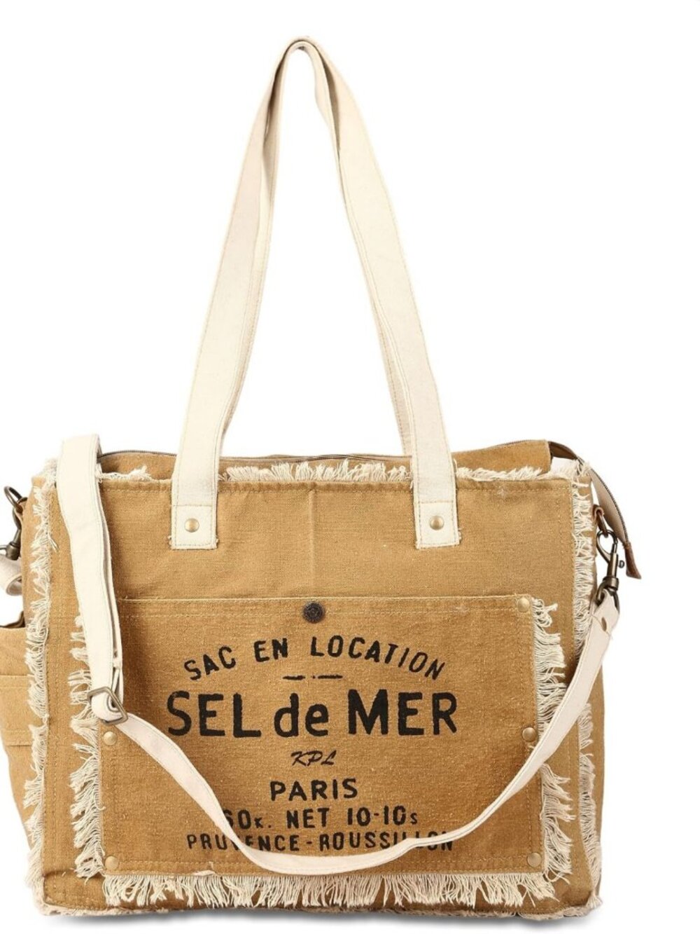 Upcycled Large Canvas Crossbody Bag for Women | Removable Strap Tote | Boho